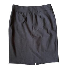 Office Siren Calvin Klein Women Charcoal Straight Skirt Size 4 Petite Black Slit